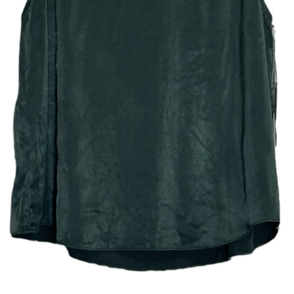 Nine Britton Sleeveless High Neck Blouse XL Dark Green Satin Button Back NWT - Picture 6 of 9
